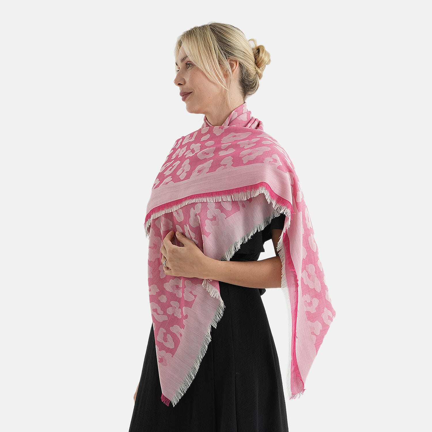 - Maisi 100% Cotton Printed Square Scarf (140 x 140 cm) - Pink