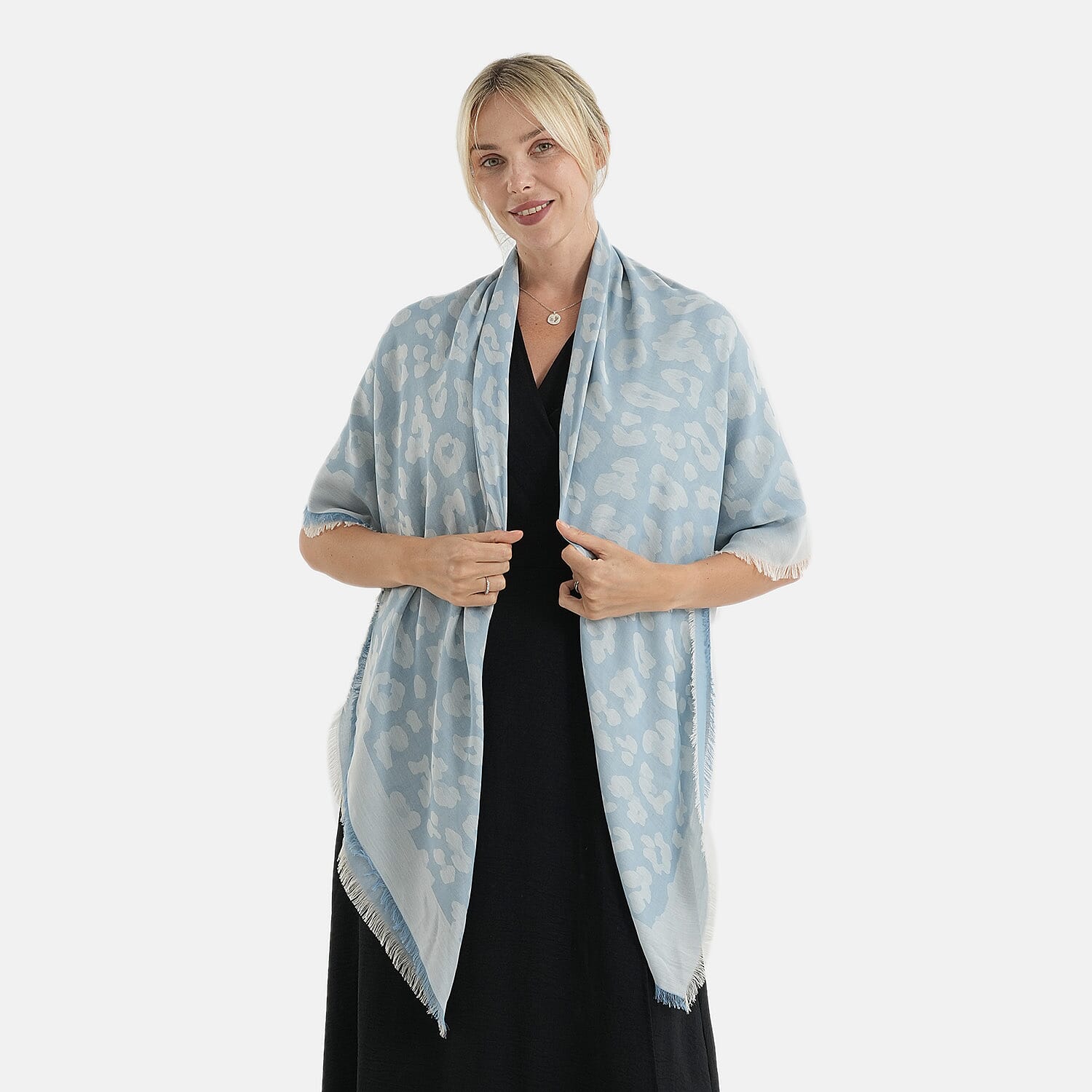 - Maisi 100% Cotton Printed Square Scarf (140 x 140 cm) - Blue