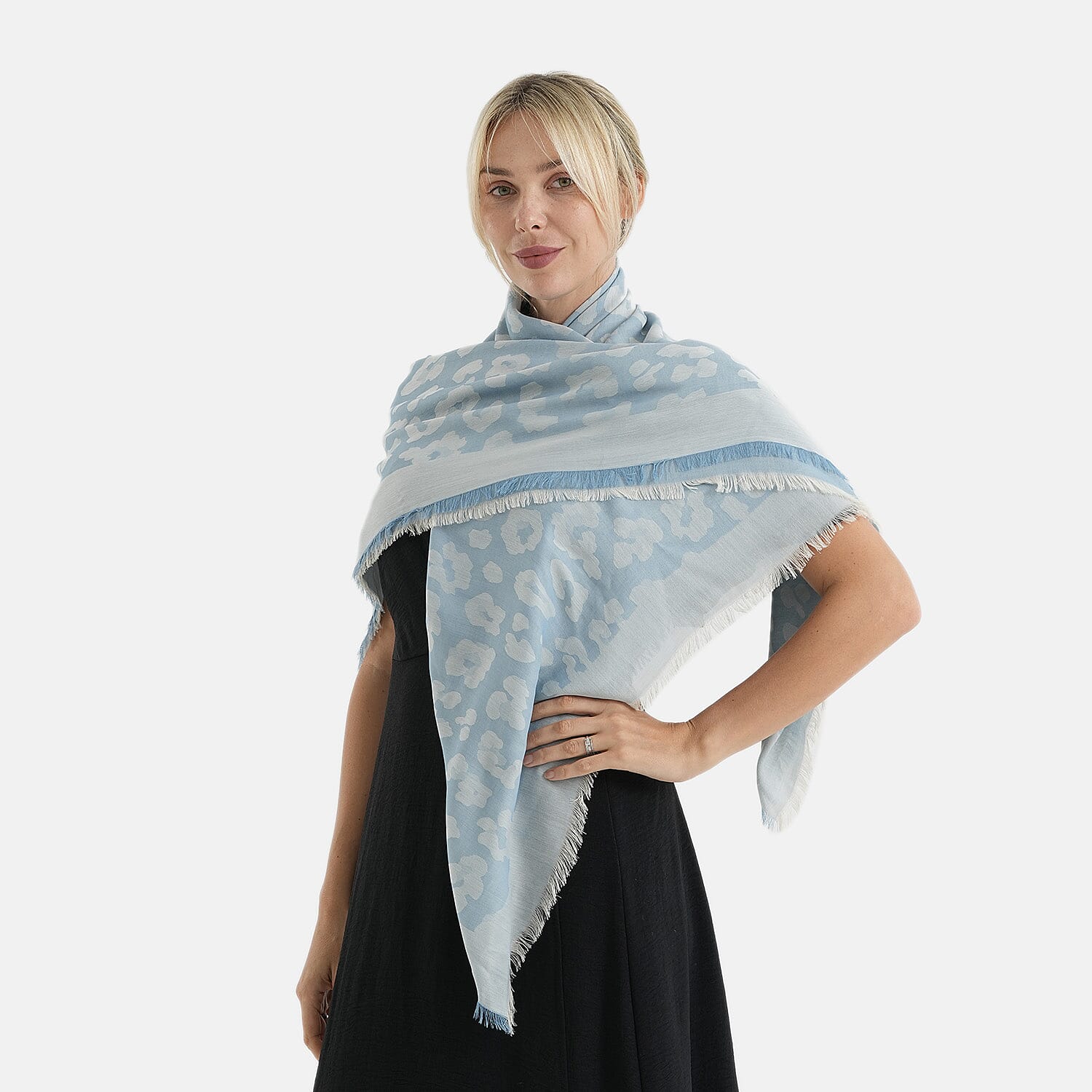 - Maisi 100% Cotton Printed Square Scarf (140 x 140 cm) - Blue
