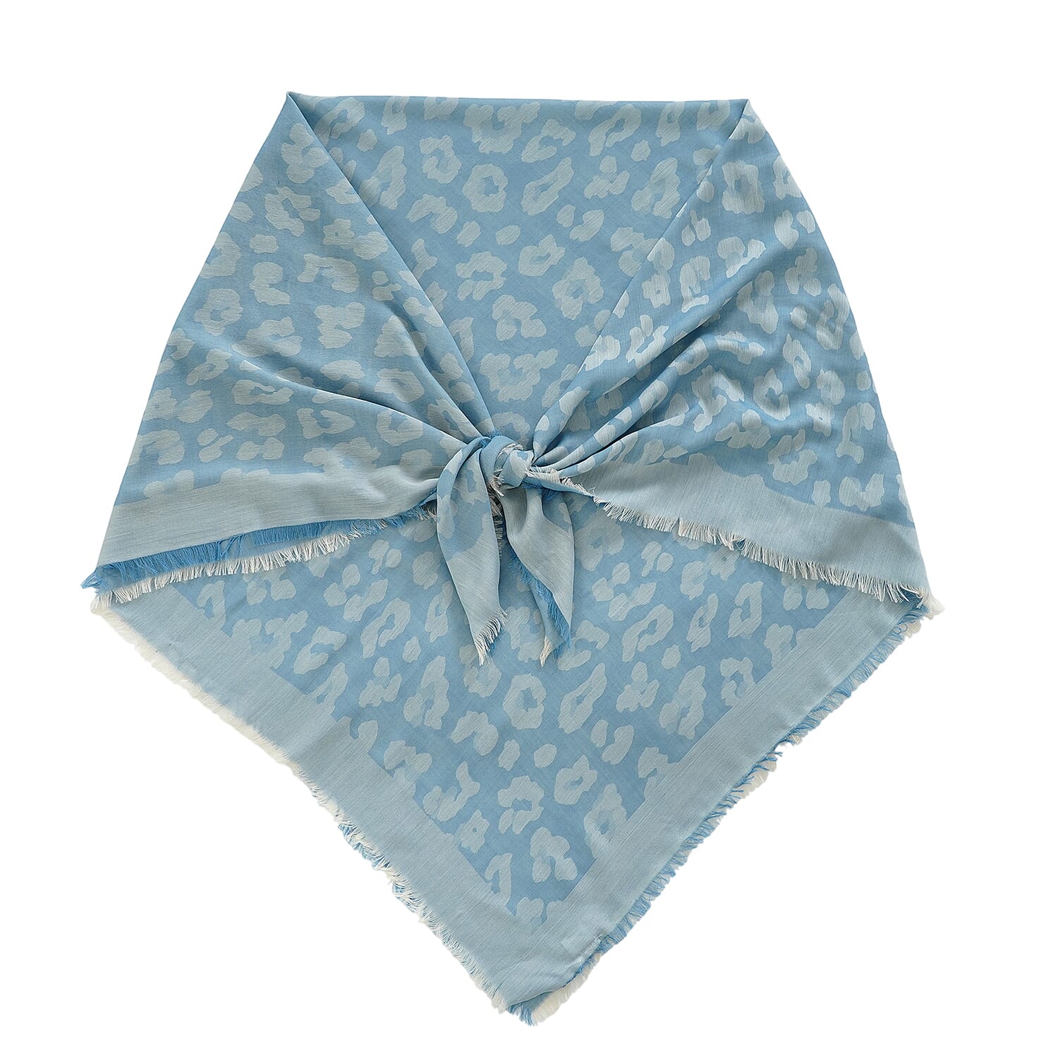 - Maisi 100% Cotton Printed Square Scarf (140 x 140 cm) - Blue