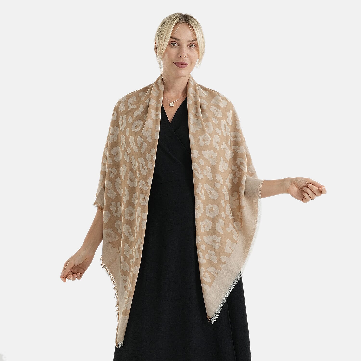 - Maisi 100% Cotton Printed Square Scarf (140 x 140 cm) - Coffee