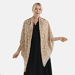 - Maisi 100% Cotton Printed Square Scarf (140 x 140 cm) - Coffee