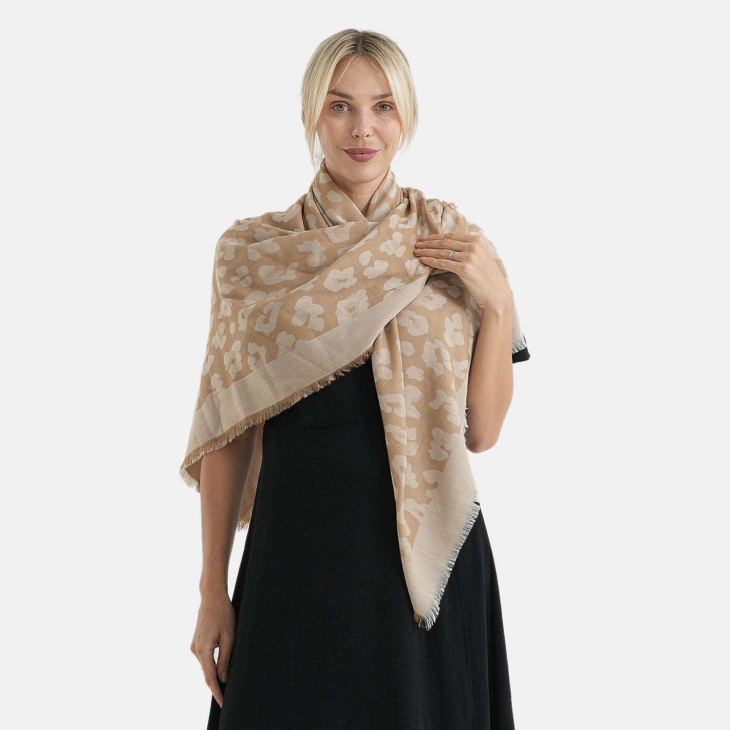 - Maisi 100% Cotton Printed Square Scarf (140 x 140 cm) - Coffee