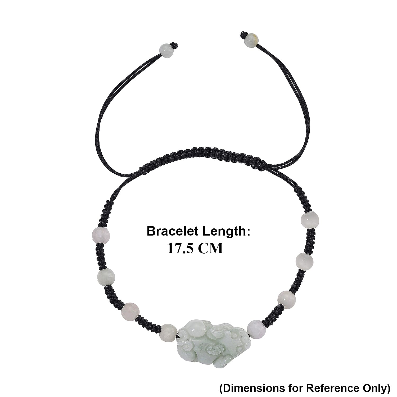 White Jade Beads Adjustable Pixiu Charm Bracelet (Size - 6.5 To 9) 35.00 Ct.