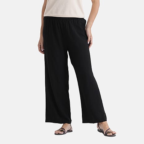 La Marey Women's Relaxed Fit Wide-Leg Trousers (Size - S-M, 8-14) - Black