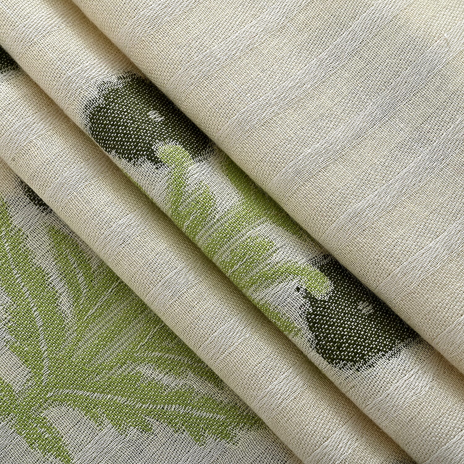 - Maisi Cotton Floral Printed Tassel Scarf (70 x 190 cm) - Beige