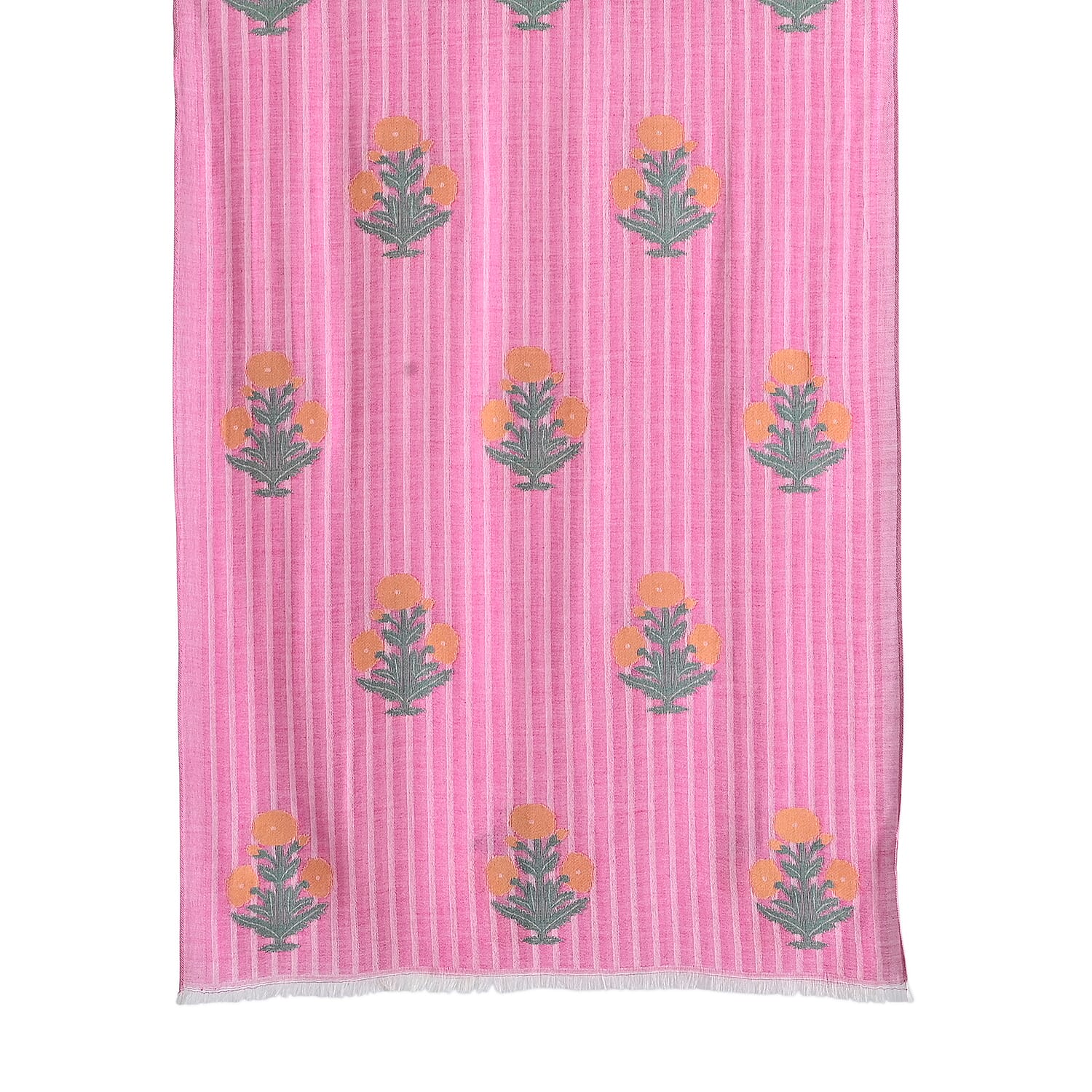 - Maisi Cotton Floral Printed Tassel Scarf (70 x 190 cm) - Red