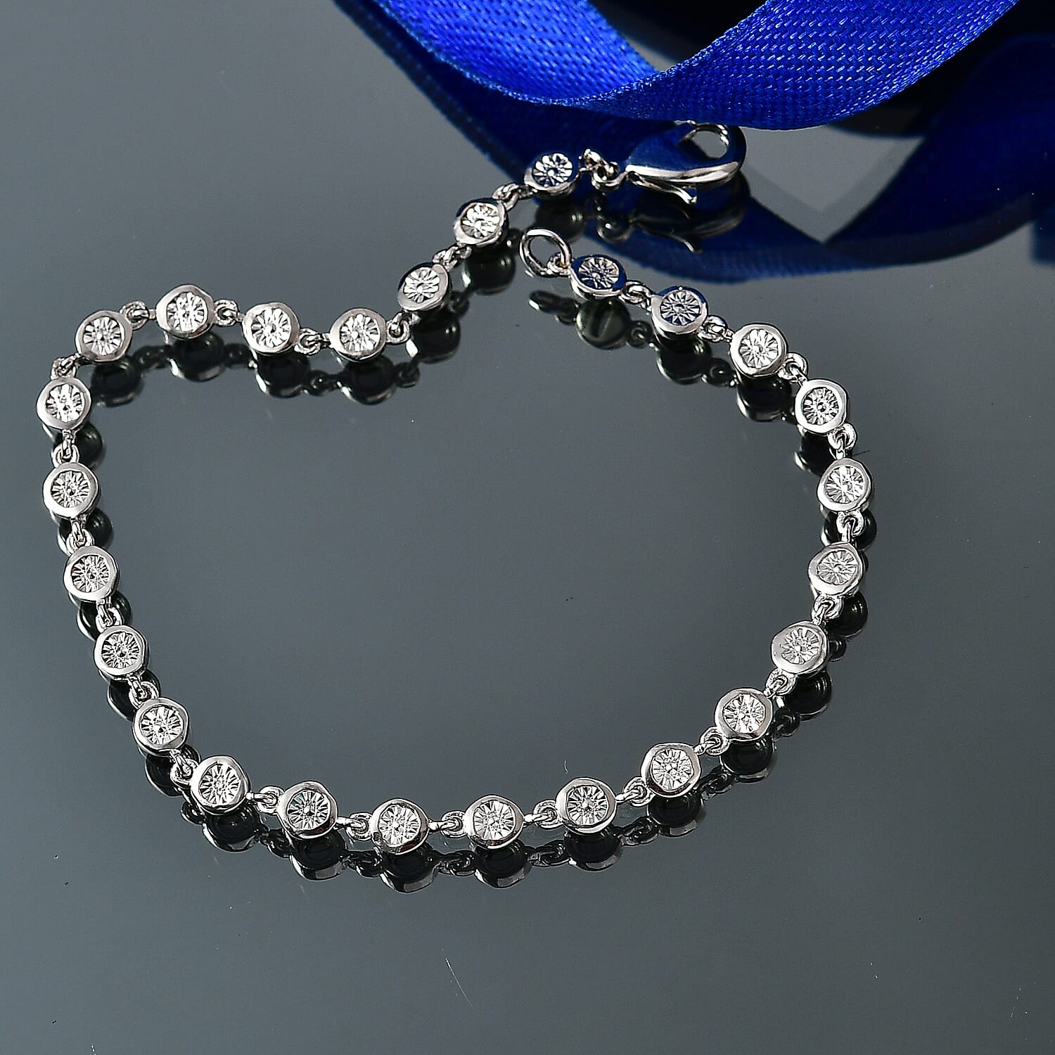 EverTrue White Diamond Linking Bracelet (Size - 7.5) with Lobster Clasp