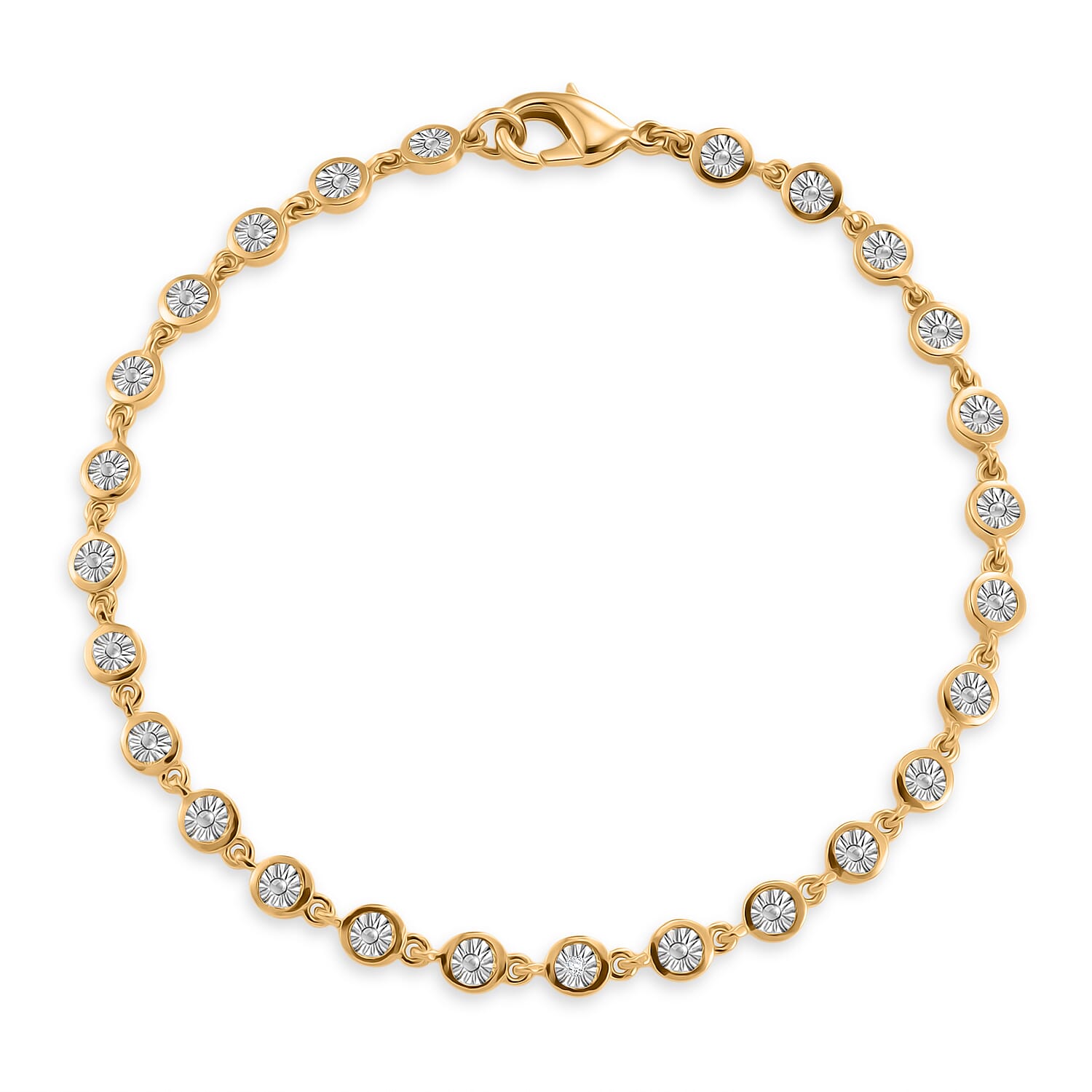 EverTrue White Diamond Linking Bracelet (Size - 7.5) with Lobster Clasp in Yellow Gold Tone