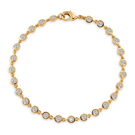 EverTrue White Diamond Linking Bracelet (Size - 7.5) with Lobster Clasp in Yellow Gold Tone
