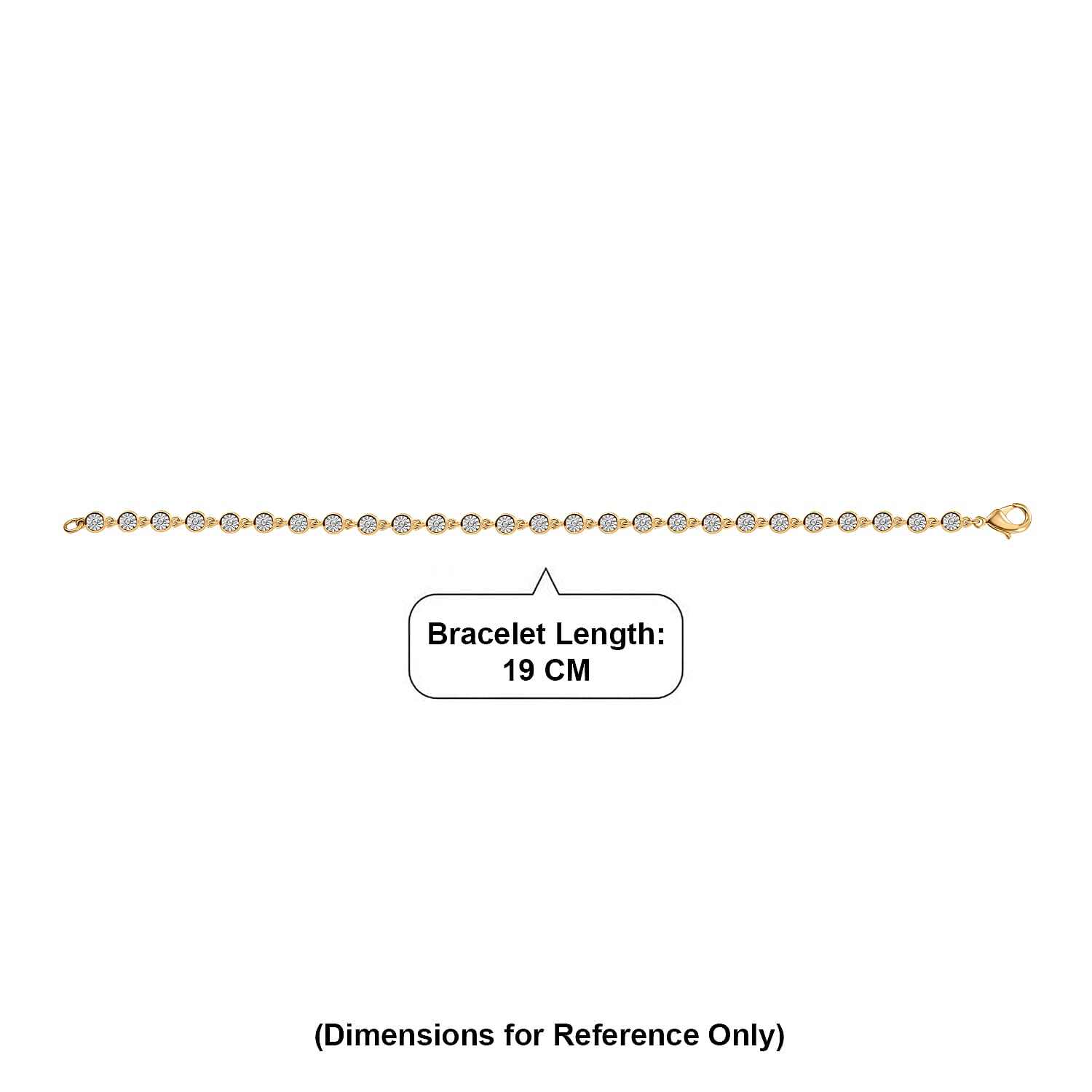 EverTrue White Diamond Linking Bracelet (Size - 7.5) with Lobster Clasp in Yellow Gold Tone