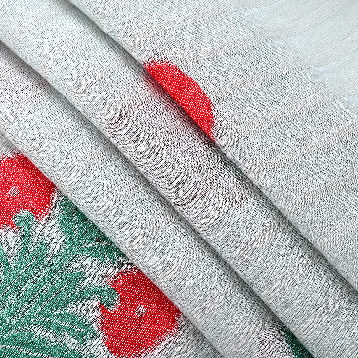 - Maisi Cotton Floral Printed Tassel Scarf (70 x 190 cm) - White
