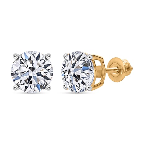 Live From Bangkok Deal -18K Yellow Gold SGL Certified VS-EF Lab Grown Diamond Earring with Screw Back 3.08 Ct.