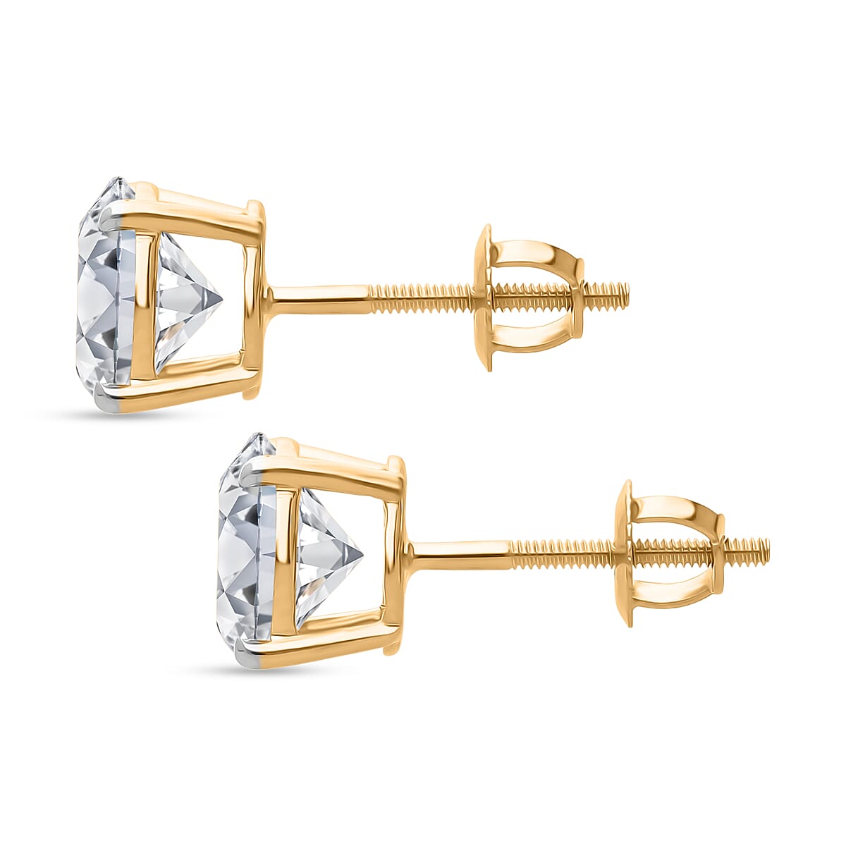 Live From Bangkok Deal -18K Yellow Gold SGL Certified VS-EF Lab Grown Diamond Earring with Screw Back 3.08 Ct.