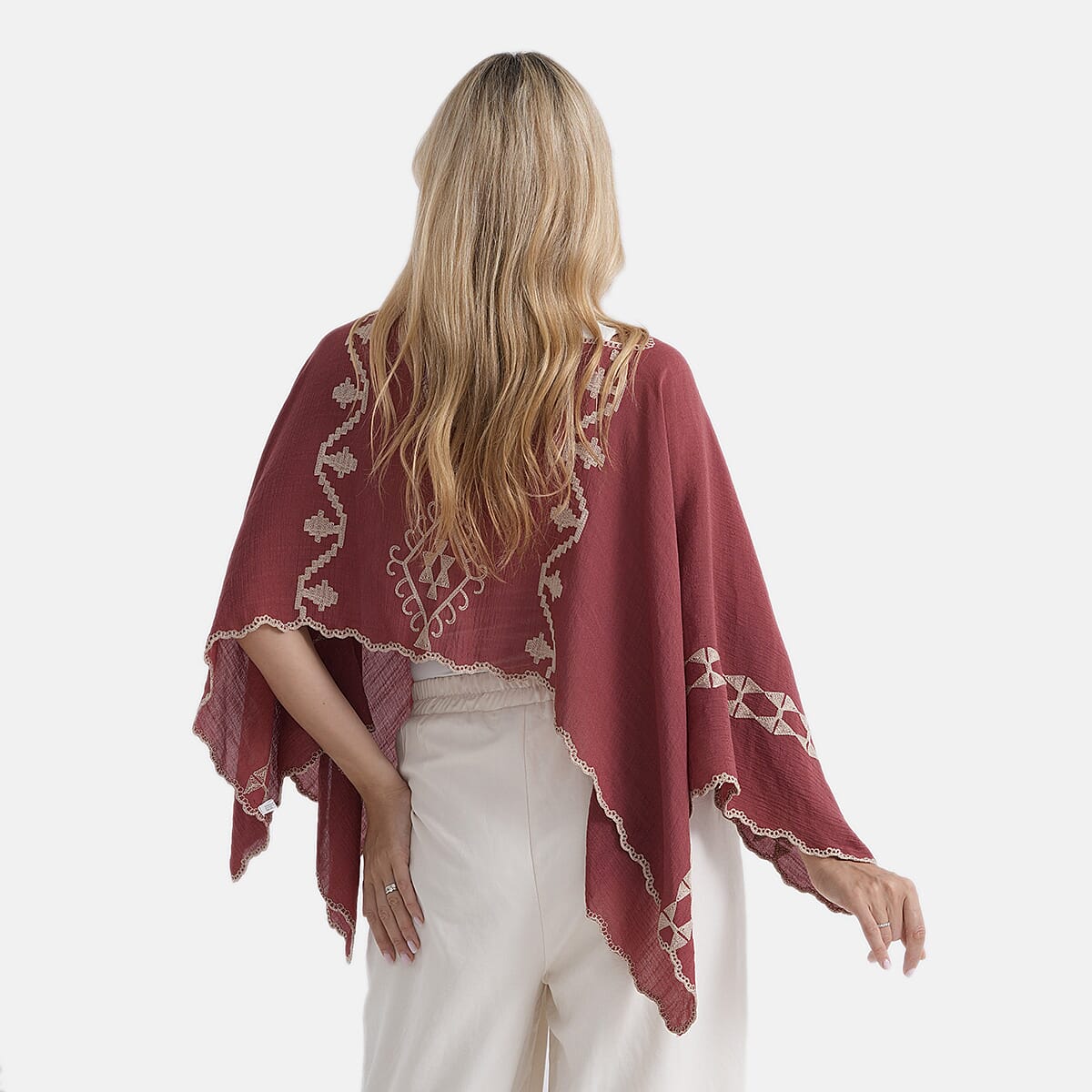 - Maisi Patterned Kaftan Top (Size - One Size) - Red - Red