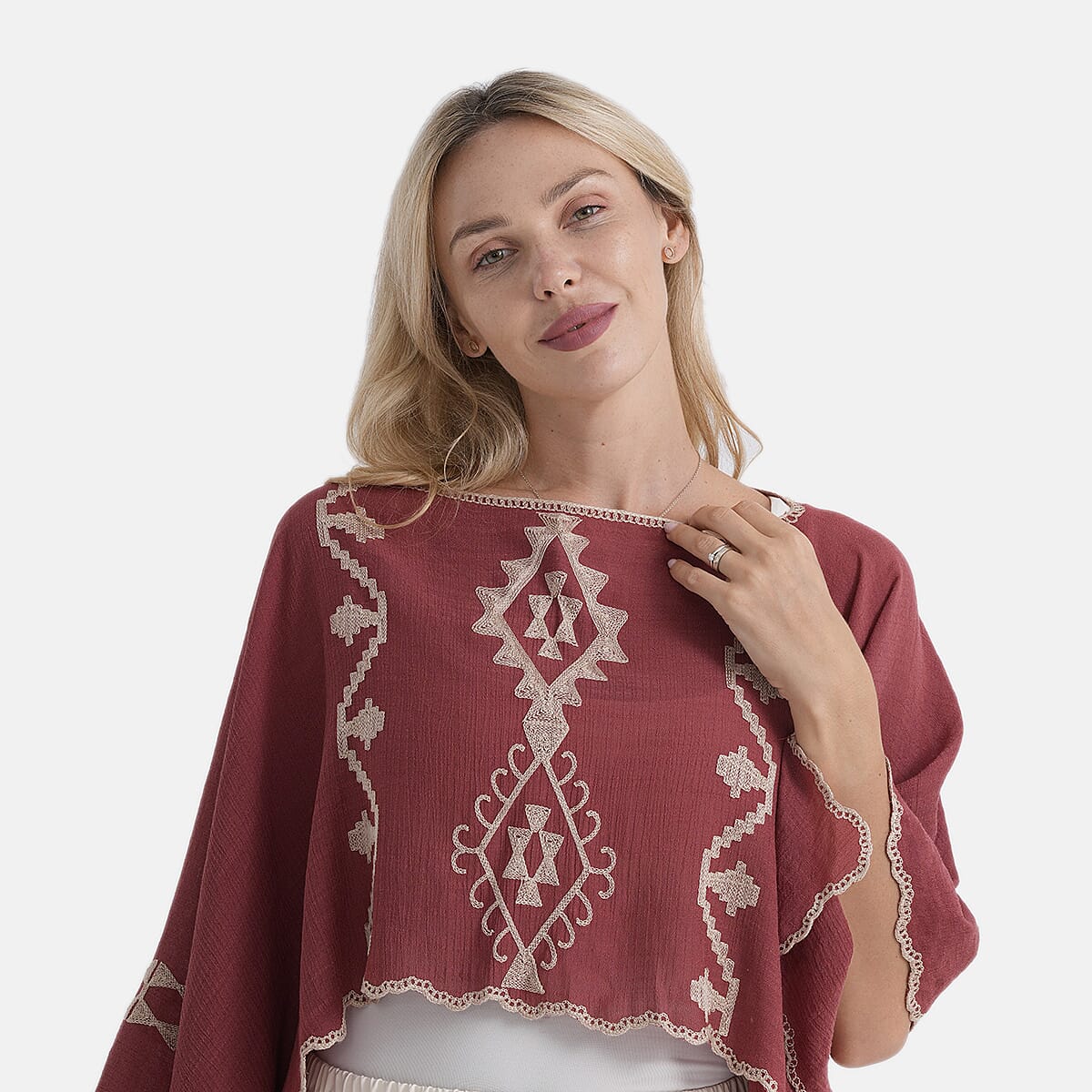 - Maisi Patterned Kaftan Top (Size - One Size) - Red - Red