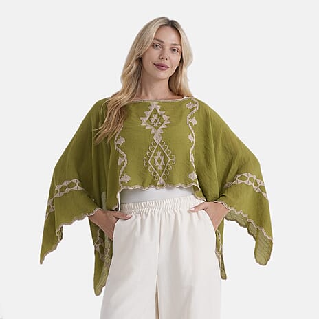 - Maisi Patterned Kaftan Top (Size - One Size) - Green - Red