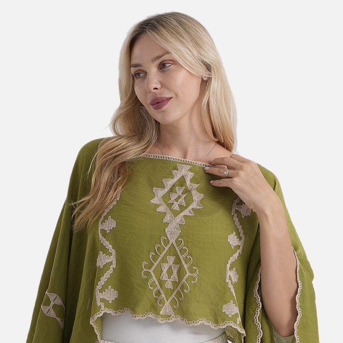 - Maisi Patterned Kaftan Top (Size - One Size) - Green - Red