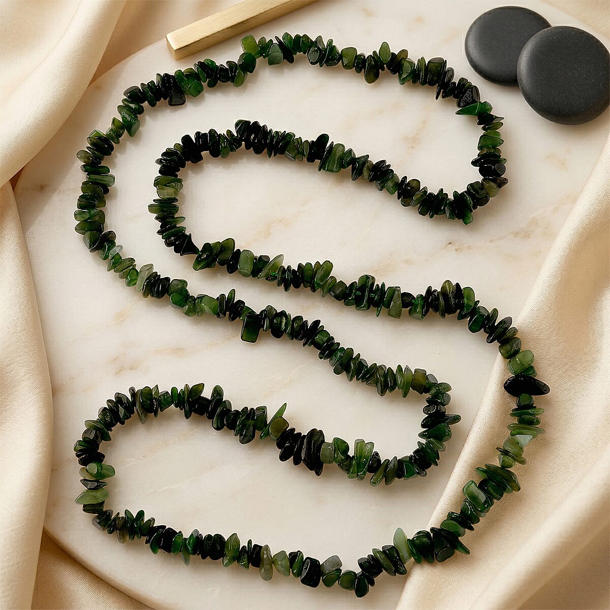 Nephrite Jade Chips Necklace (Size - 32) 353.00 Ct.