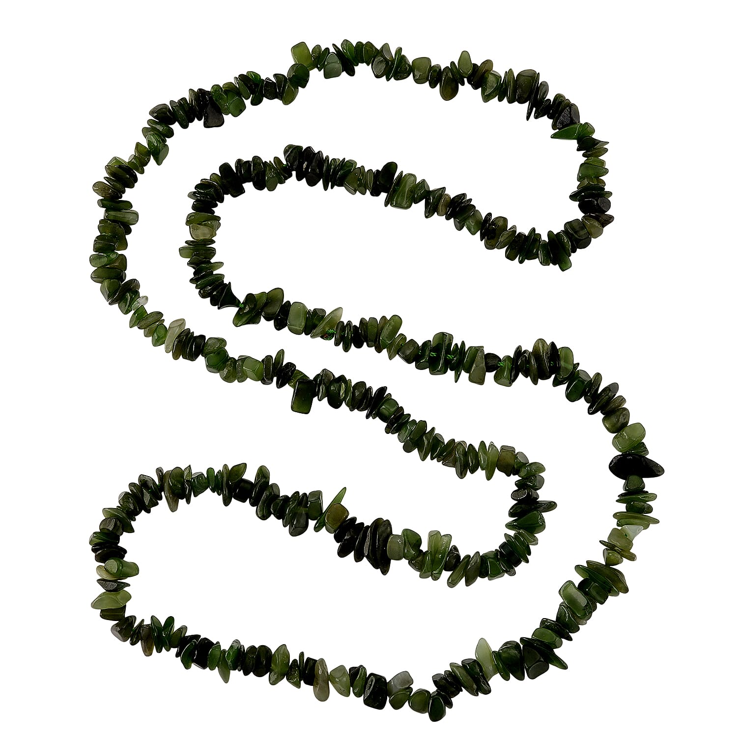 Nephrite Jade Chips Necklace (Size - 32) 353.00 Ct.