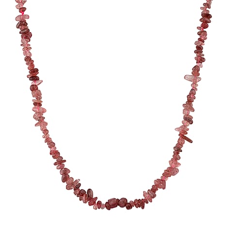 Strawberry Quartz Chips Necklace (Size - 32) 353.00 Ct.