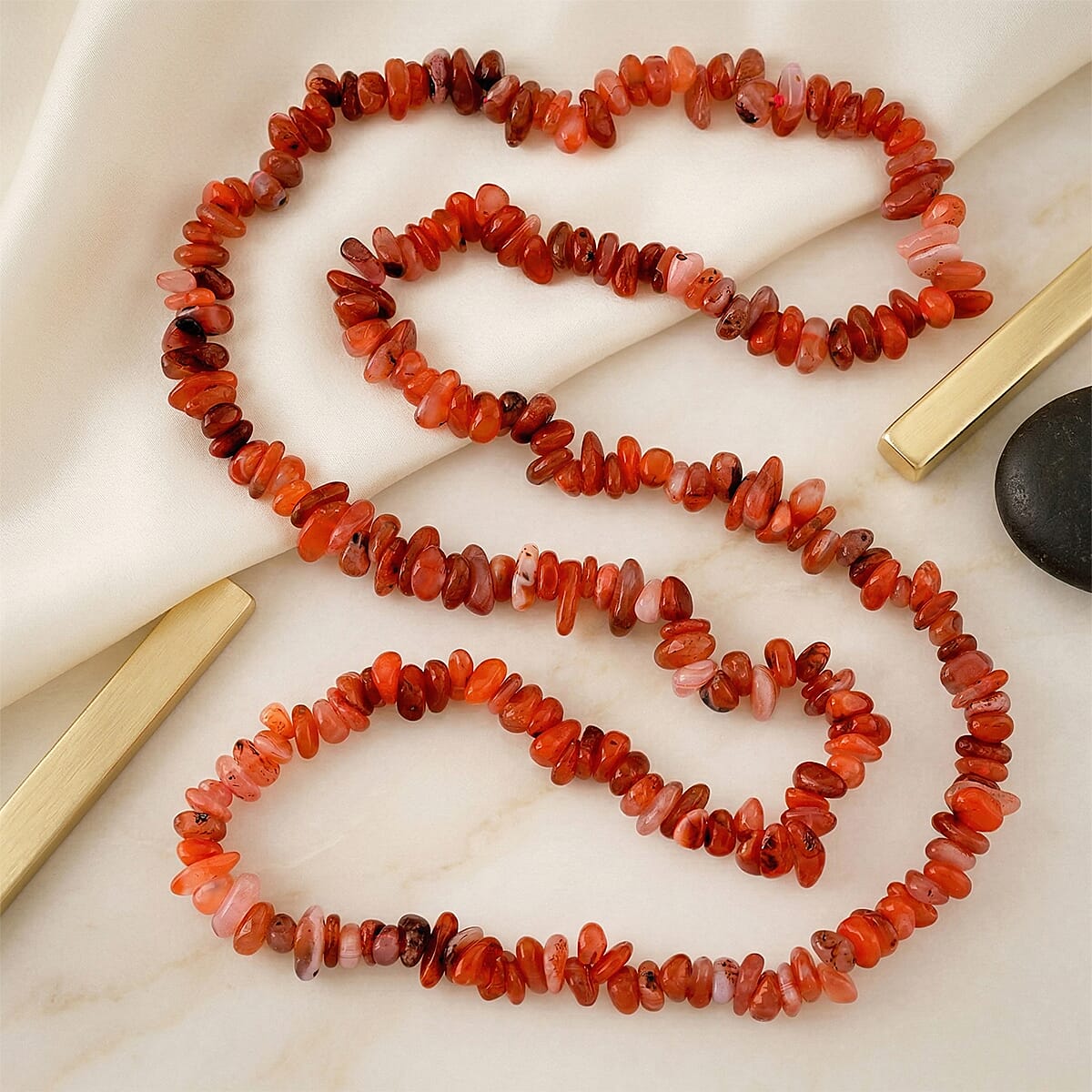 Carnelian Chips Necklace (Size - 32) 353.00 Ct.