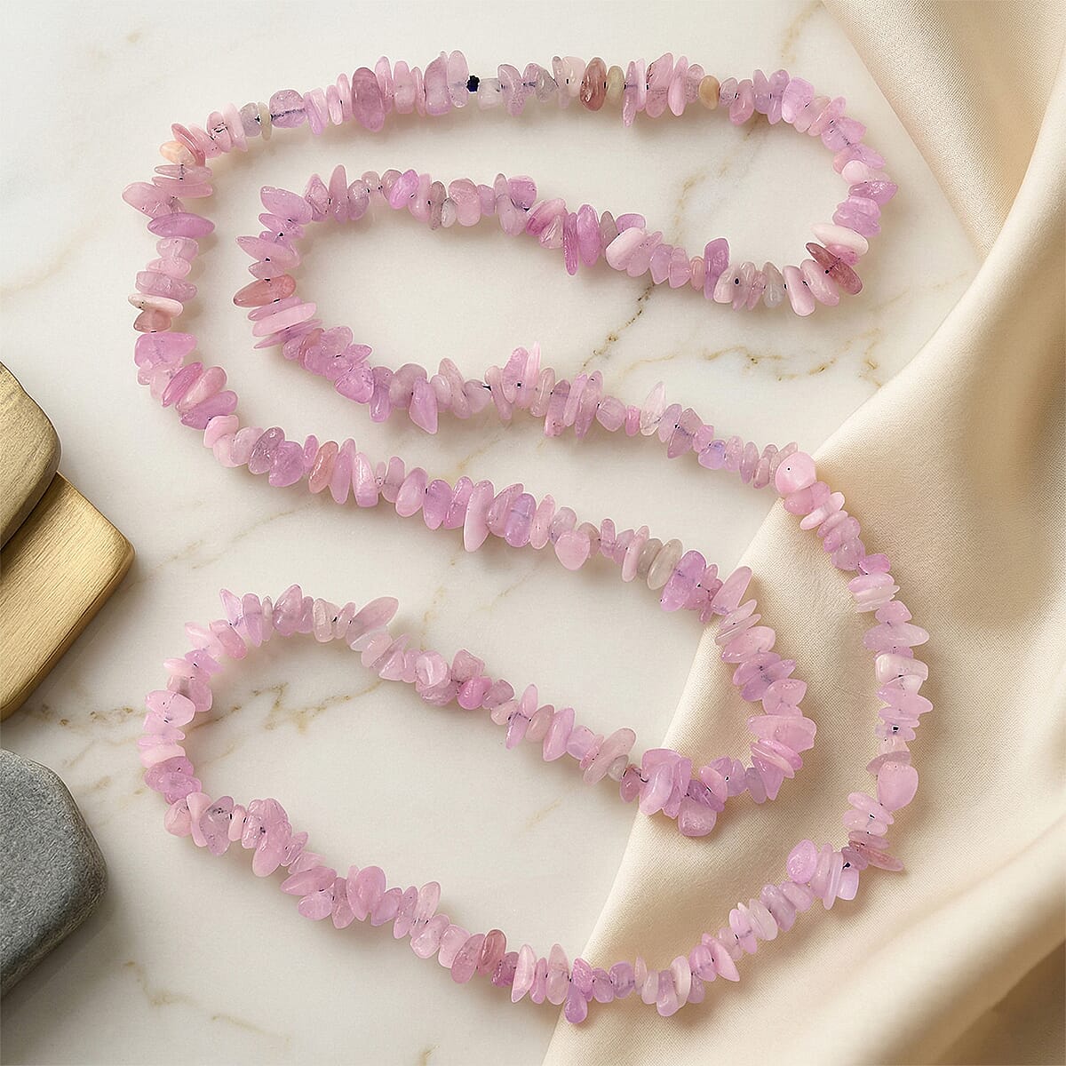 Kunzite Chips Necklace (Size - 32) 353.00 Ct.