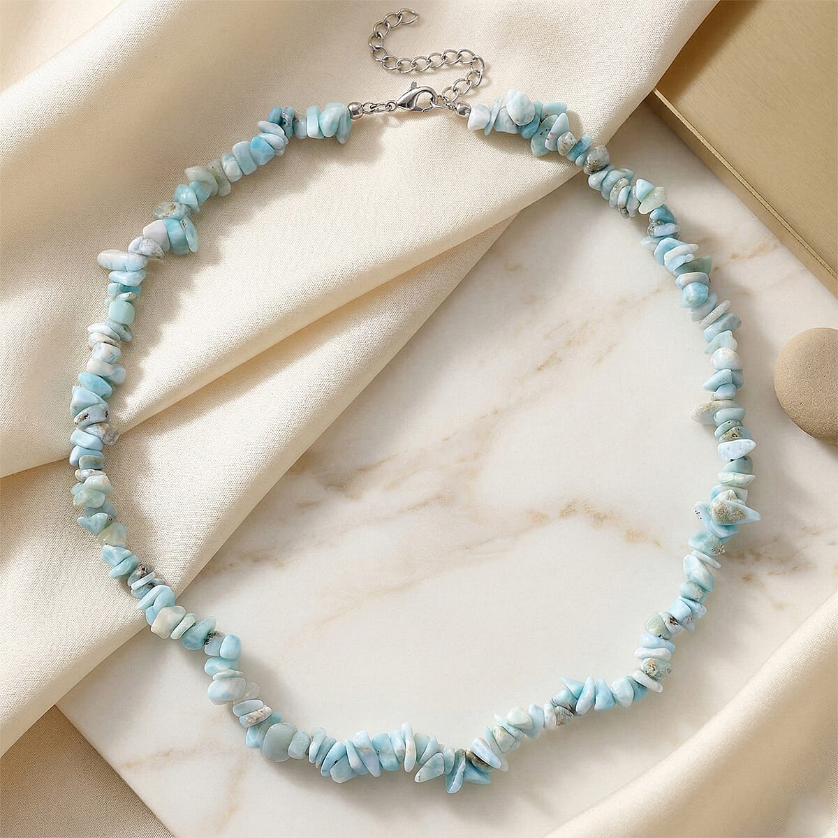 Larimar Chips Necklace (Size - 18-2 Ext) 353.00 Ct.
