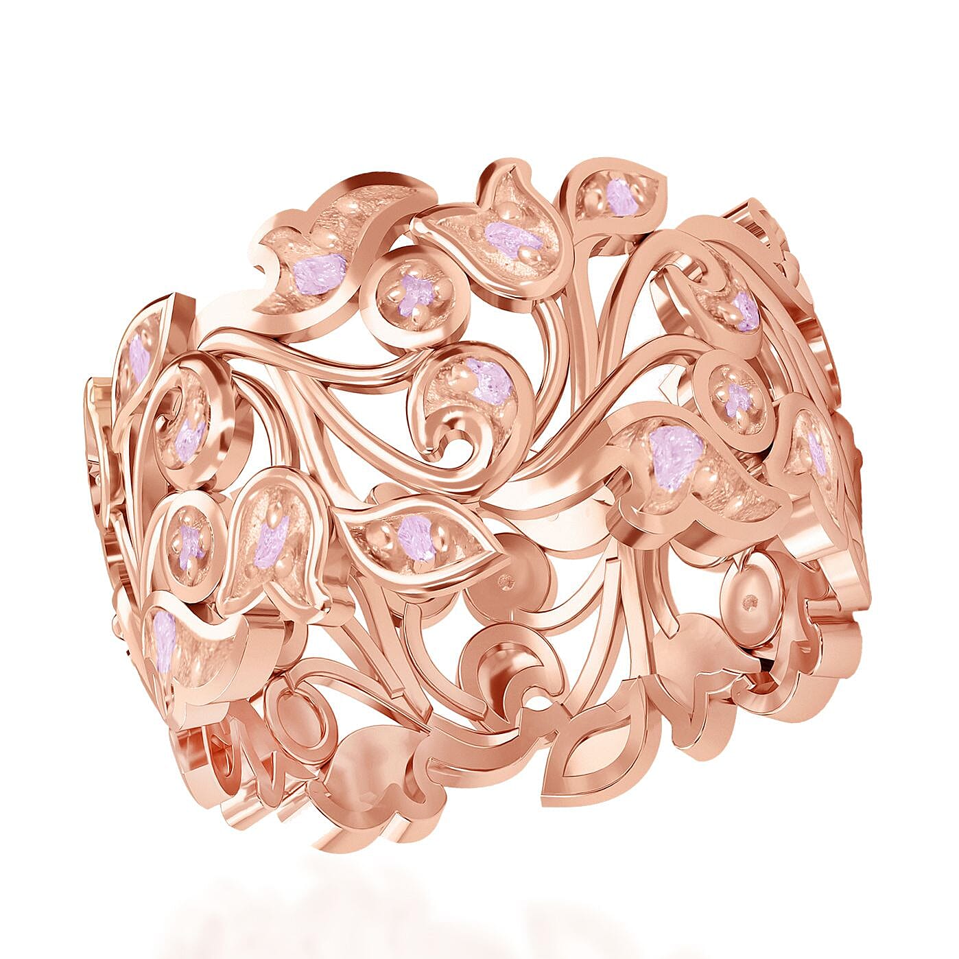 D'Joy Natural Pink Diamond Ring in 18K Vermeil Rose Gold Plated Sterling Silver