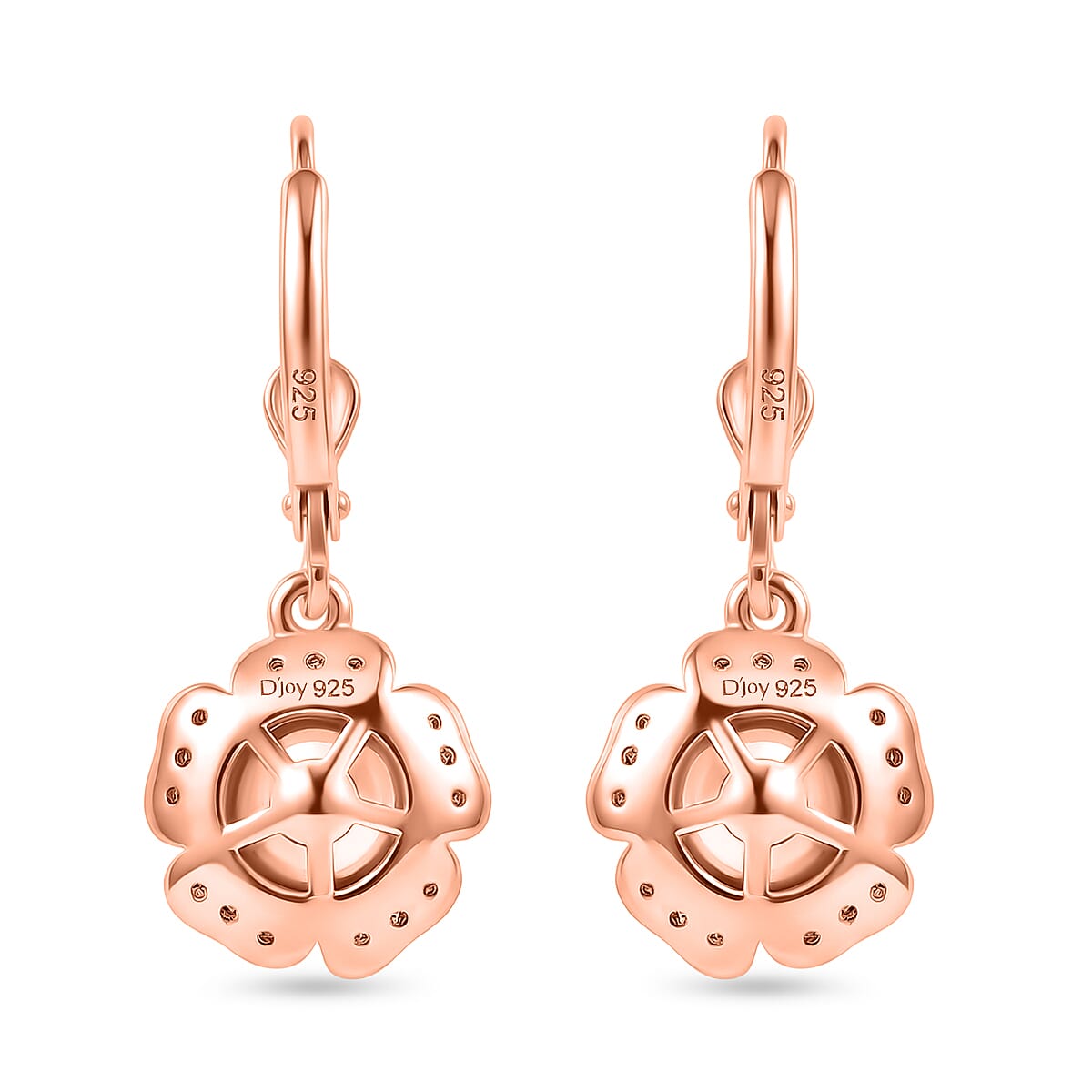 D'Joy Natural Pink Diamond Cluster Earring with Lever Back in 18K Vermeil Rose Gold Plated Sterling Silver