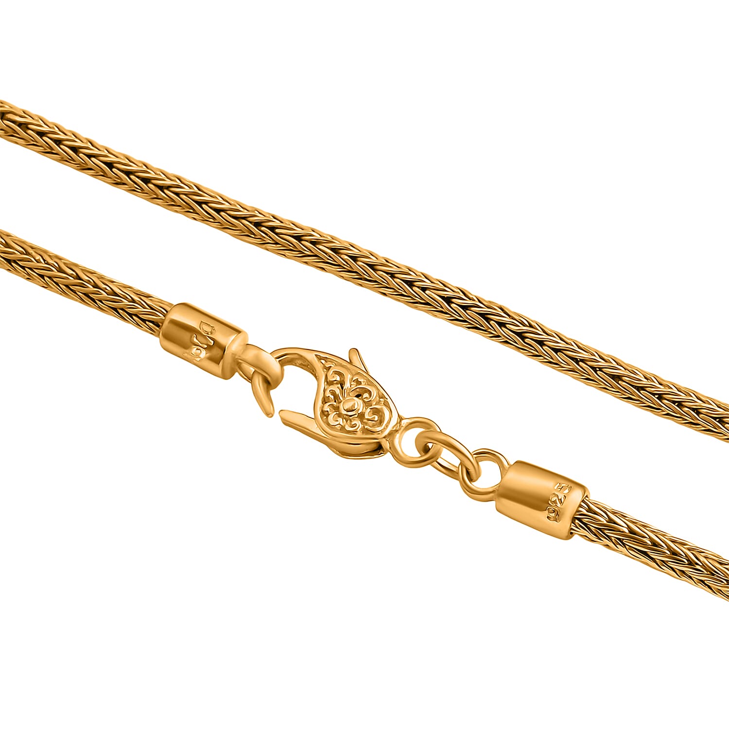 Royal Bali Collection - D'Joy 22K Vermeil Yellow Gold Plated Sterling Silver Tulang Naga Necklace (Size - 20) with Lobster Clasp, Silver Wt.18.61 Gms