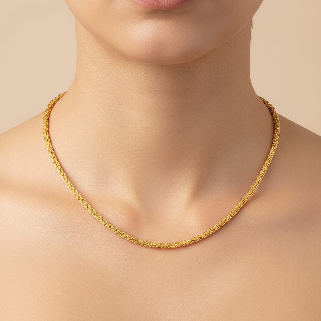 D'Joy 22K Vermeil Yellow Gold Plated Sterling Silver Padian Necklace (Size - 20) with Clasp