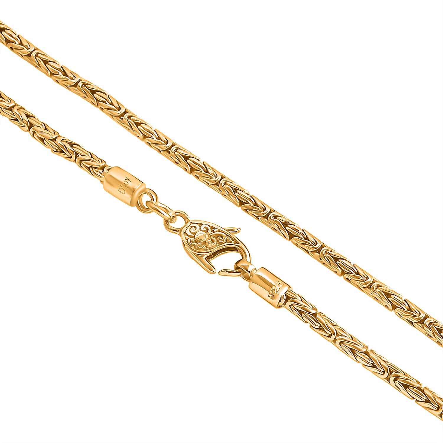 Royal Bali Collection -D'Joy 22K Vermeil Yellow Gold Plated Sterling Silver Borobudur Necklace (Size - 20) with Lobster Clasp, Silver Wt. 18.61 Gms
