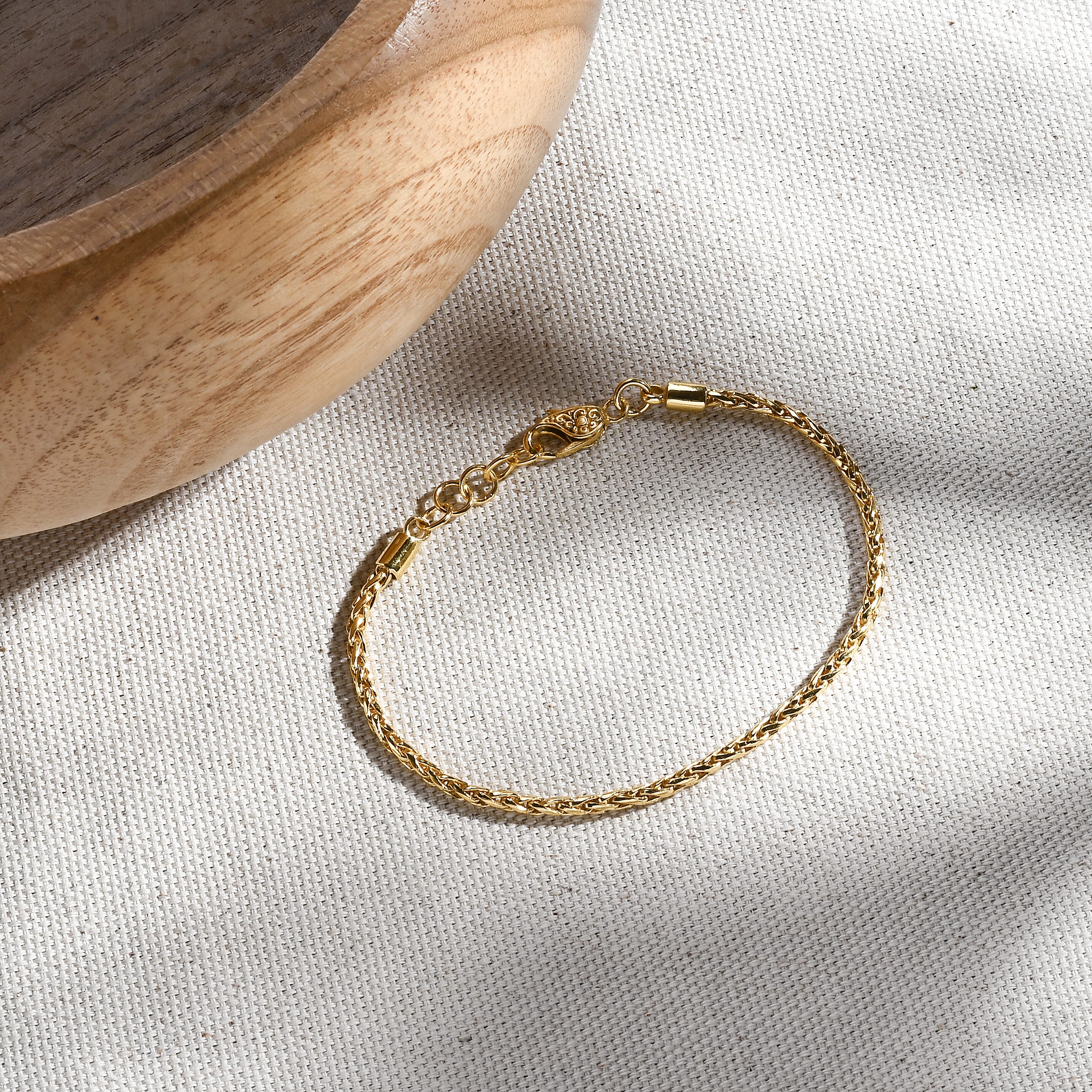 Royal Bali Collection - D'Joy 22K Vermeil Yellow Gold Plated Sterling Silver Padian Bracelet (Size - 8) with Clasp