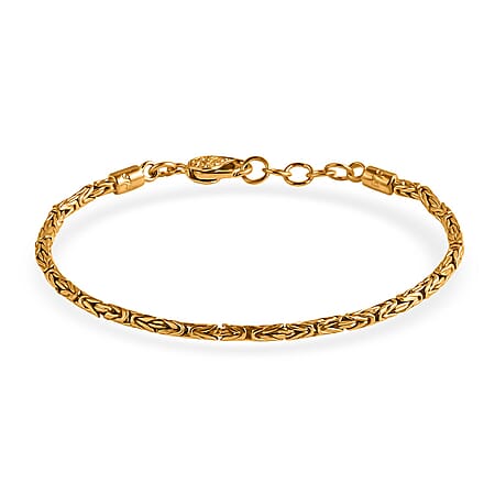 D'Joy 22K Vermeil Yellow Gold Plated Sterling Silver Byzantine Bracelet (Size - 8) with Clasp