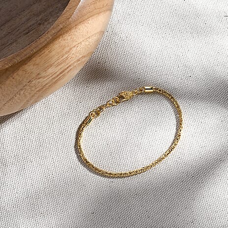 D'Joy 22K Vermeil Yellow Gold Plated Sterling Silver Byzantine Bracelet (Size - 8) with Clasp