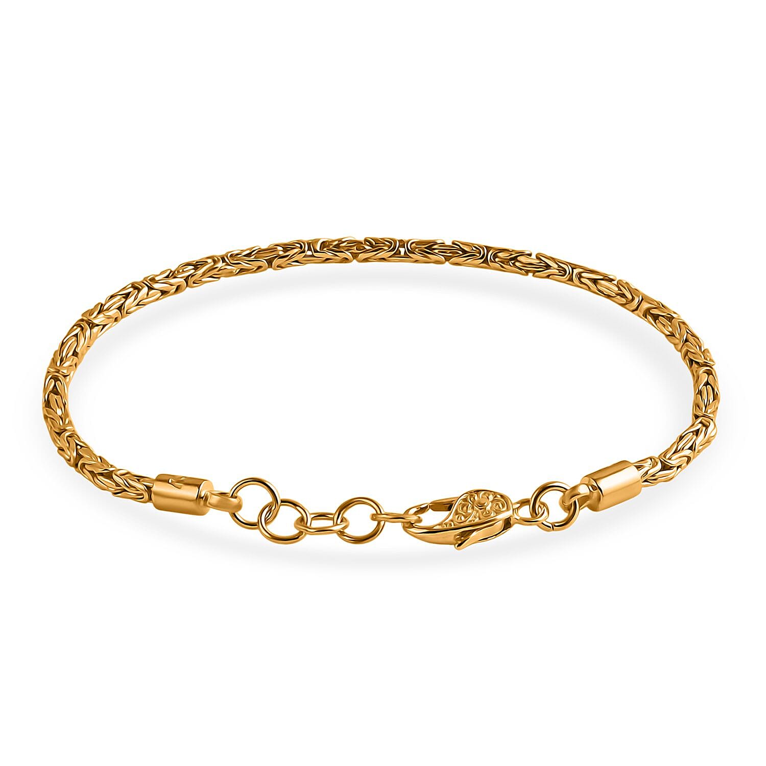 D'Joy 22K Vermeil Yellow Gold Plated Sterling Silver Byzantine Bracelet (Size - 8) with Clasp