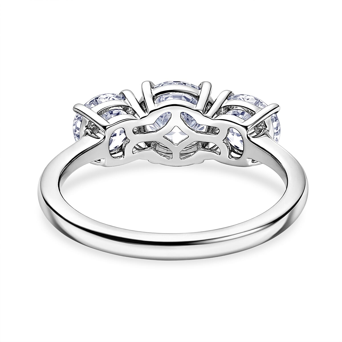 Luxuriant SGL Certified SI-G-H Lab Grown Diamond 3 Stone Ring in Rhodium Overlay Sterling Silver 2.00 Ct.
