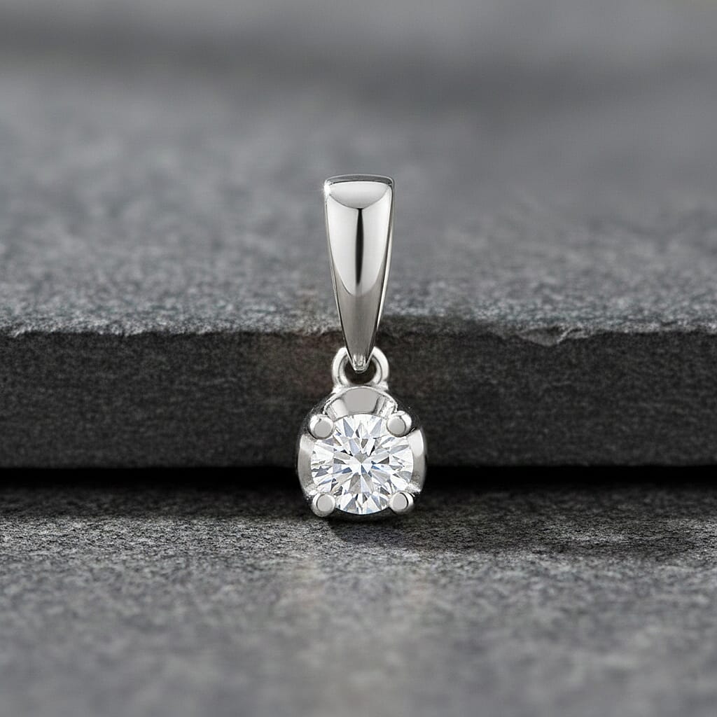 Luxuriant Lab Grown Diamond Pendant in Rhodium Overlay Sterling Silver