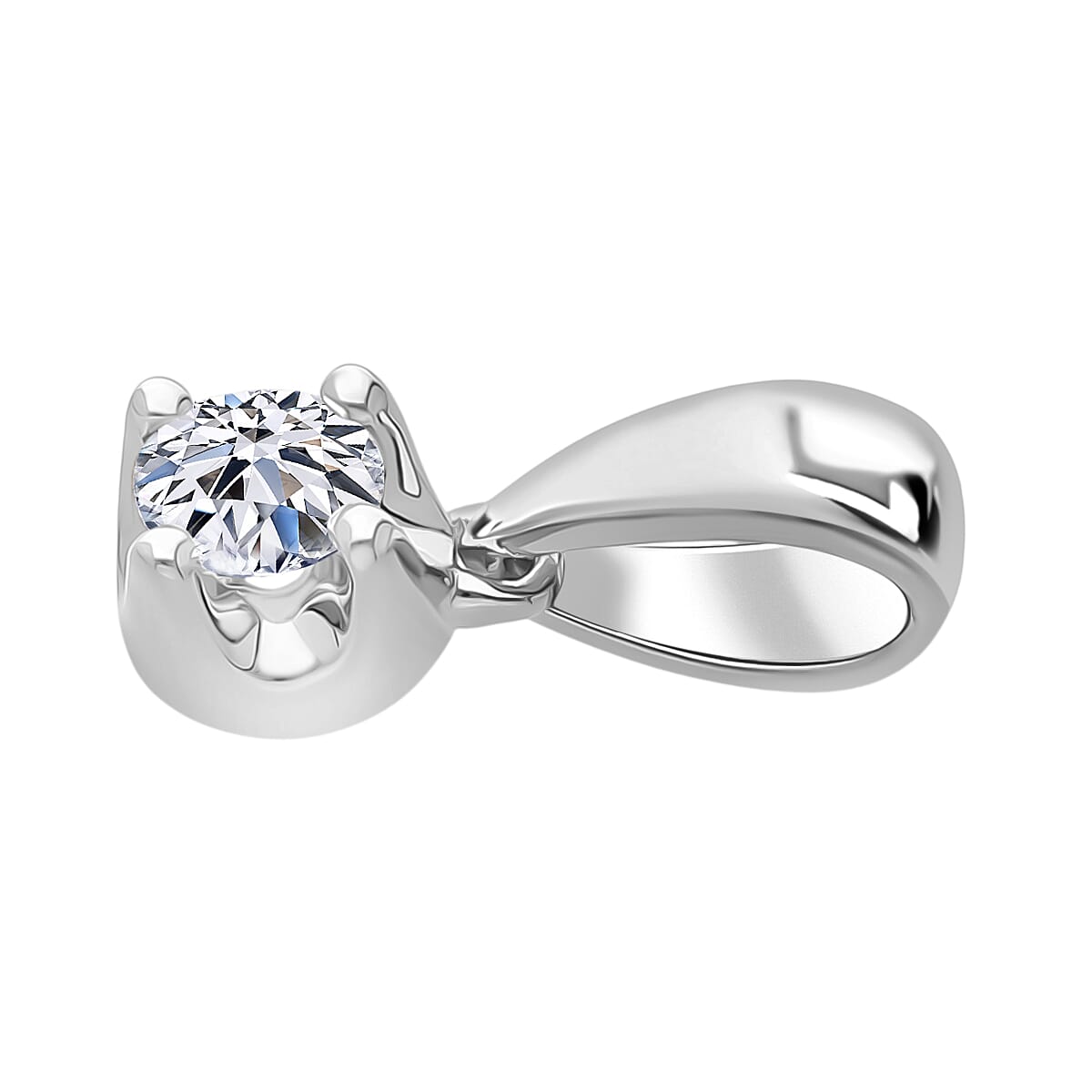 Luxuriant Lab Grown Diamond Pendant in Rhodium Overlay Sterling Silver