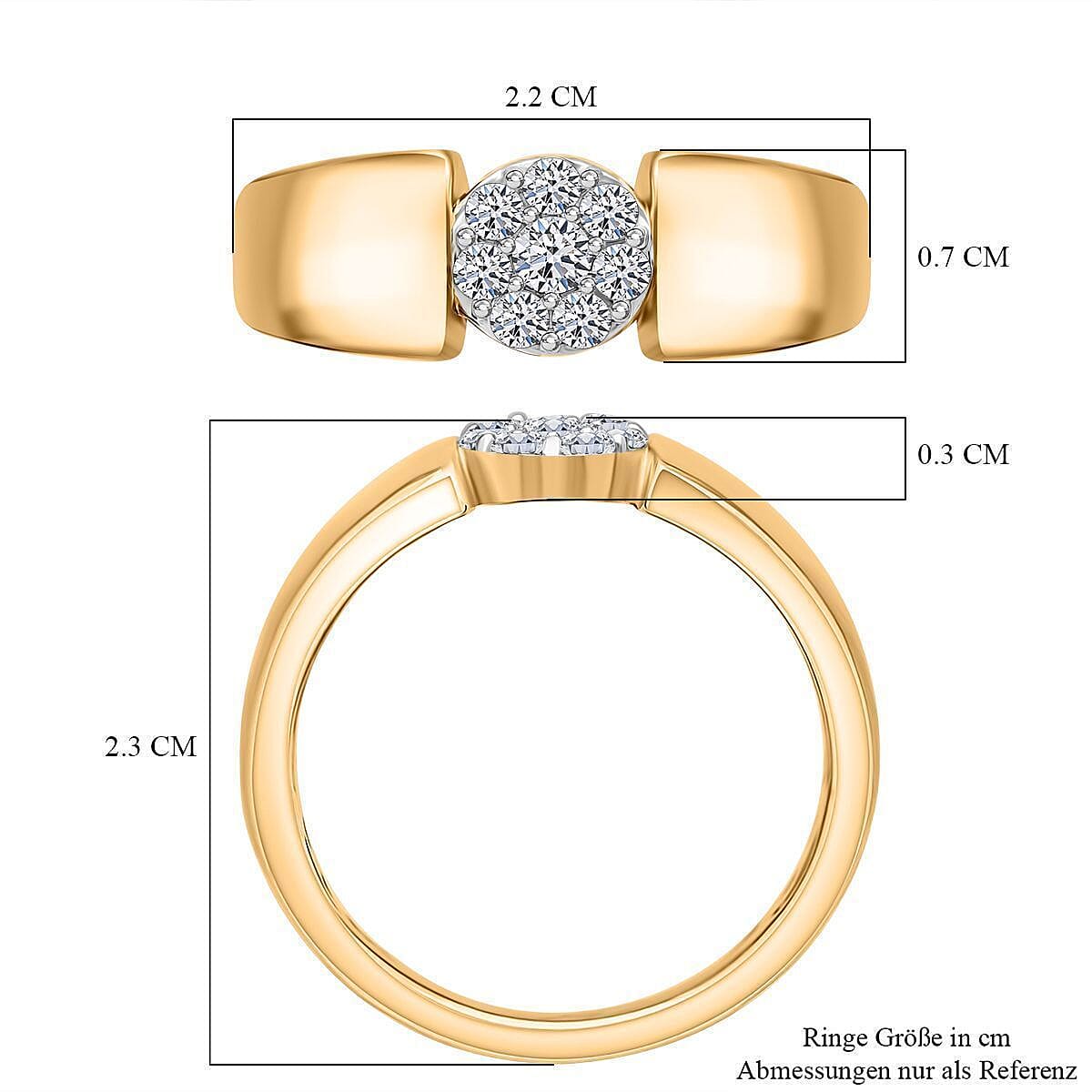 Luxuriant SI-GH Lab Grown Diamond Ring in 18K Vermeil Yellow Gold Plated Sterling Silver 0.25 Ct.