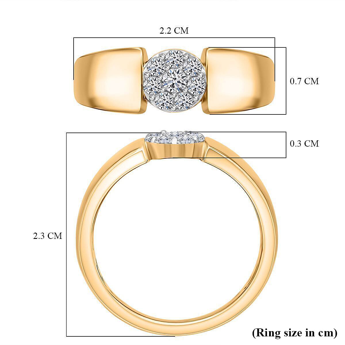 Luxuriant SI-GH Lab Grown Diamond Ring in 18K Vermeil Yellow Gold Plated Sterling Silver 0.25 Ct.
