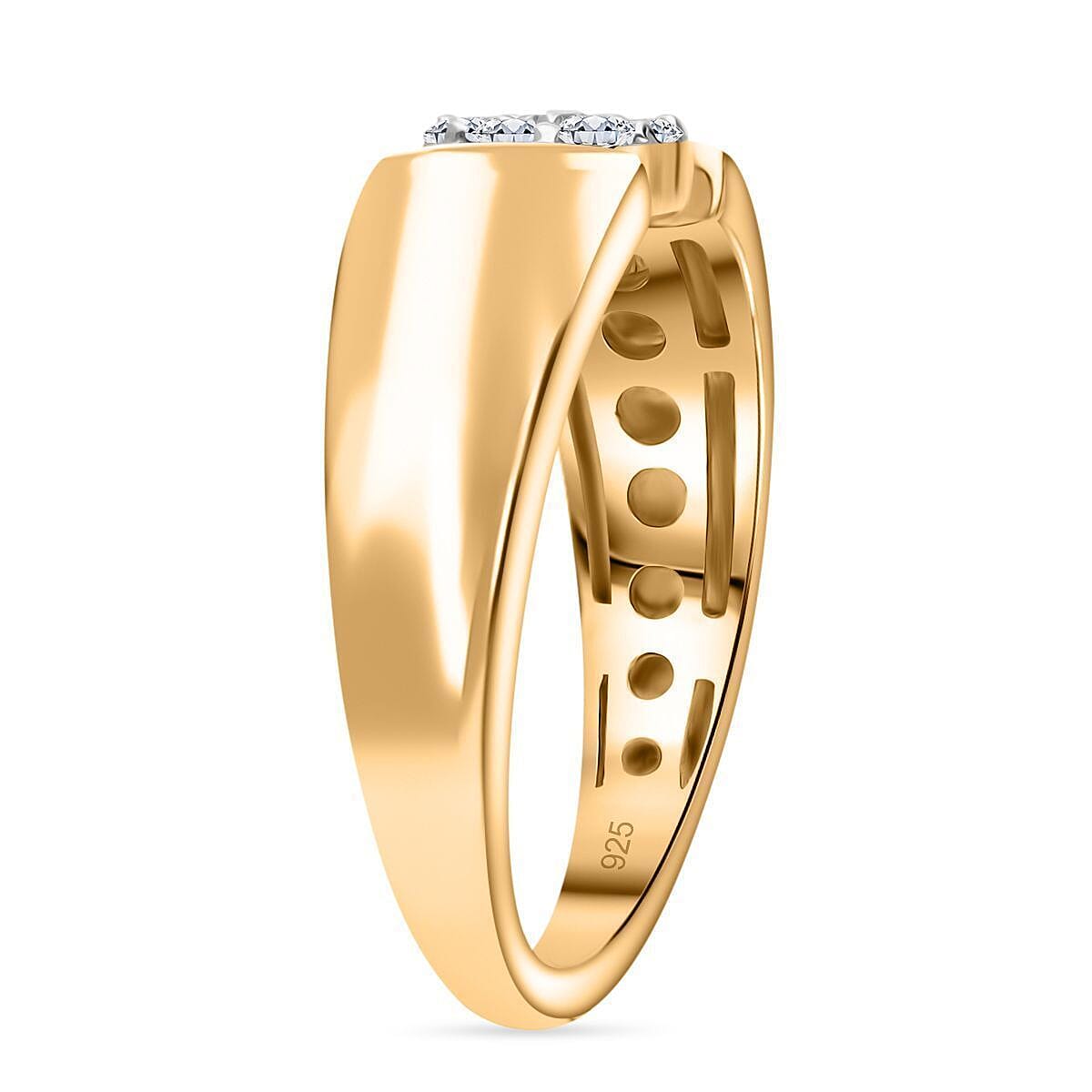Luxuriant SI-GH Lab Grown Diamond Ring in 18K Vermeil Yellow Gold Plated Sterling Silver 0.25 Ct.