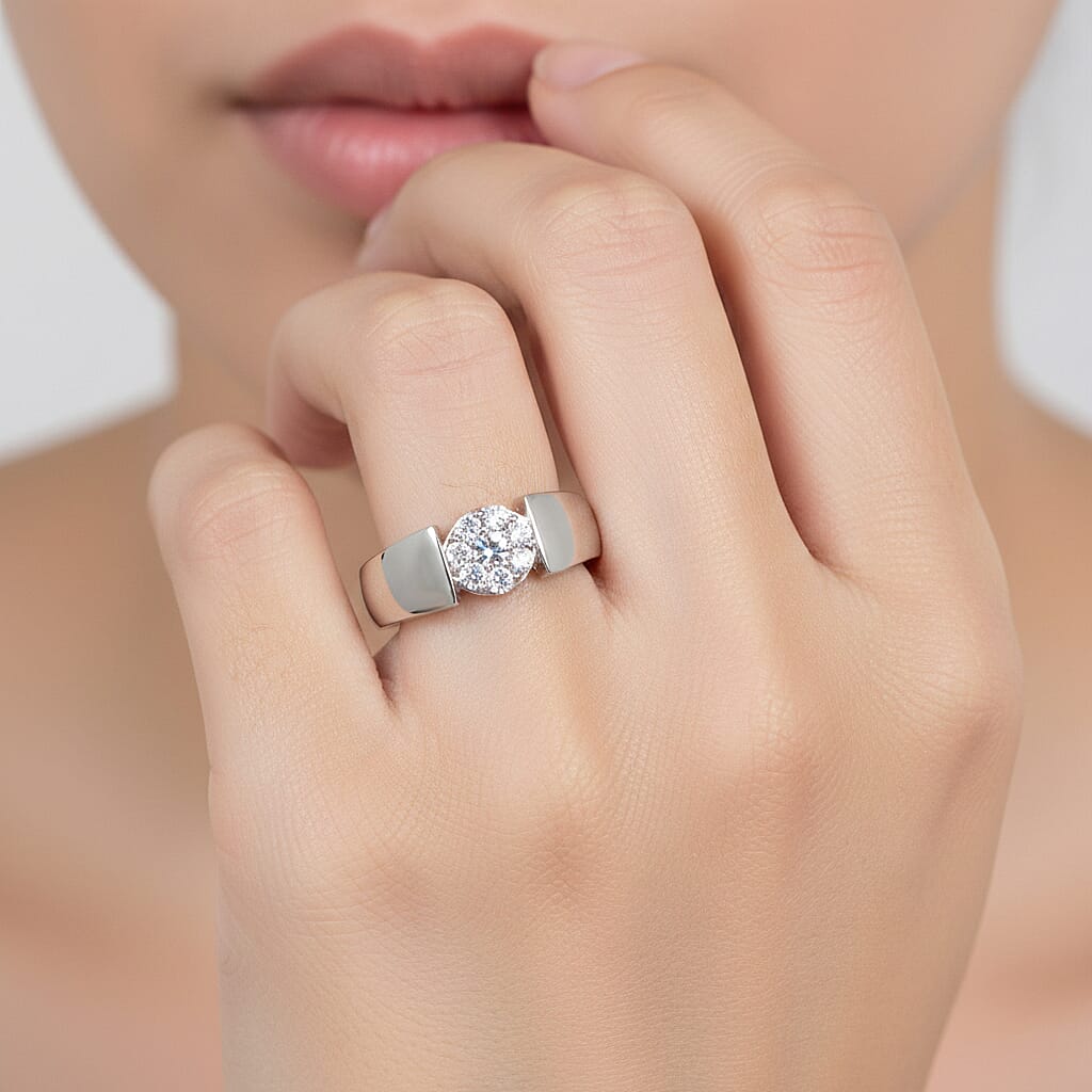 Luxuriant SI-GH Lab Grown Diamond Ring in Rhodium Overlay Sterling Silver 0.25 Ct