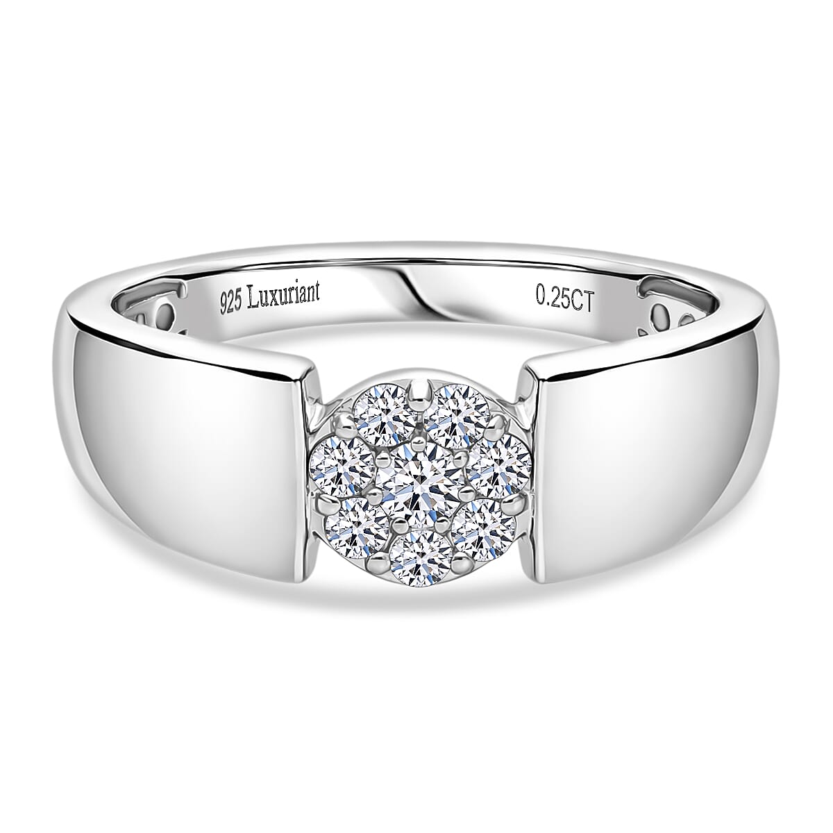 Luxuriant SI-GH Lab Grown Diamond Ring in Rhodium Overlay Sterling Silver 0.25 Ct
