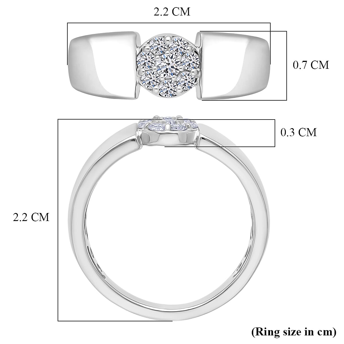 Luxuriant SI-GH Lab Grown Diamond Ring in Rhodium Overlay Sterling Silver 0.25 Ct