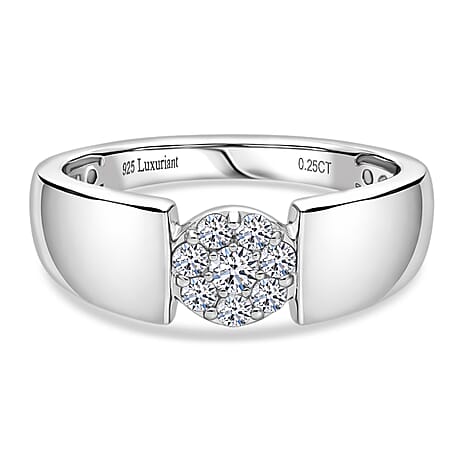 Luxuriant SI-GH Lab Grown Diamond Ring in Rhodium Overlay Sterling Silver 0.25 Ct