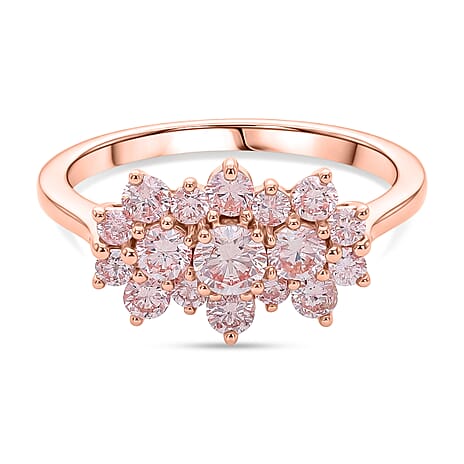 Luxuriant SI Lab Grown Pink Diamond Ring in 18K Vermeil Rose Gold Plated Sterling Silver 1.00 Ct.