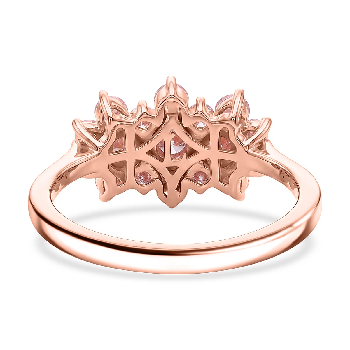 Luxuriant SI Lab Grown Pink Diamond Ring in 18K Vermeil Rose Gold Plated Sterling Silver 1.00 Ct.