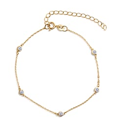 LUXURIANT Lab Grown Diamond Bracelet (Size - 7.5-2 EXT) with Spring Clasp in Rhodium Overlay Sterling Silver (SI-GH)
